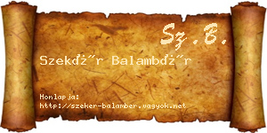 Szekér Balambér névjegykártya